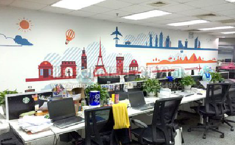 子洲教你设计办公室墙绘的方法。